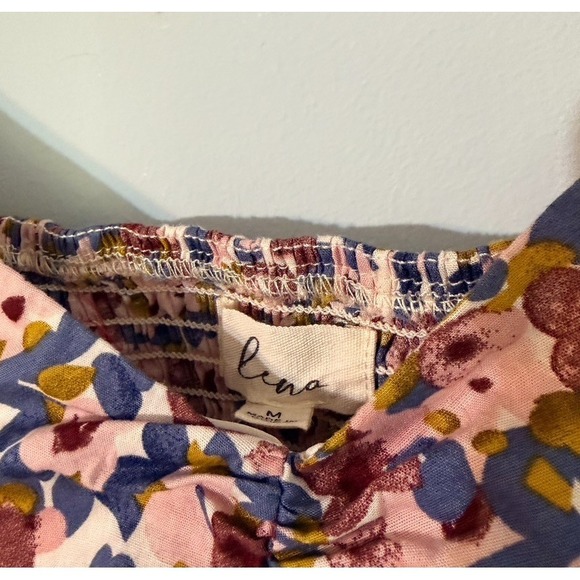 Lena Boho Multicolor Floral Dress Cutout Front Smocked Back Women's Size M - Picture 4 of 6